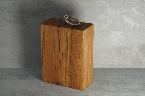 Solid Oak Doorstop with Stainless Steel Ring