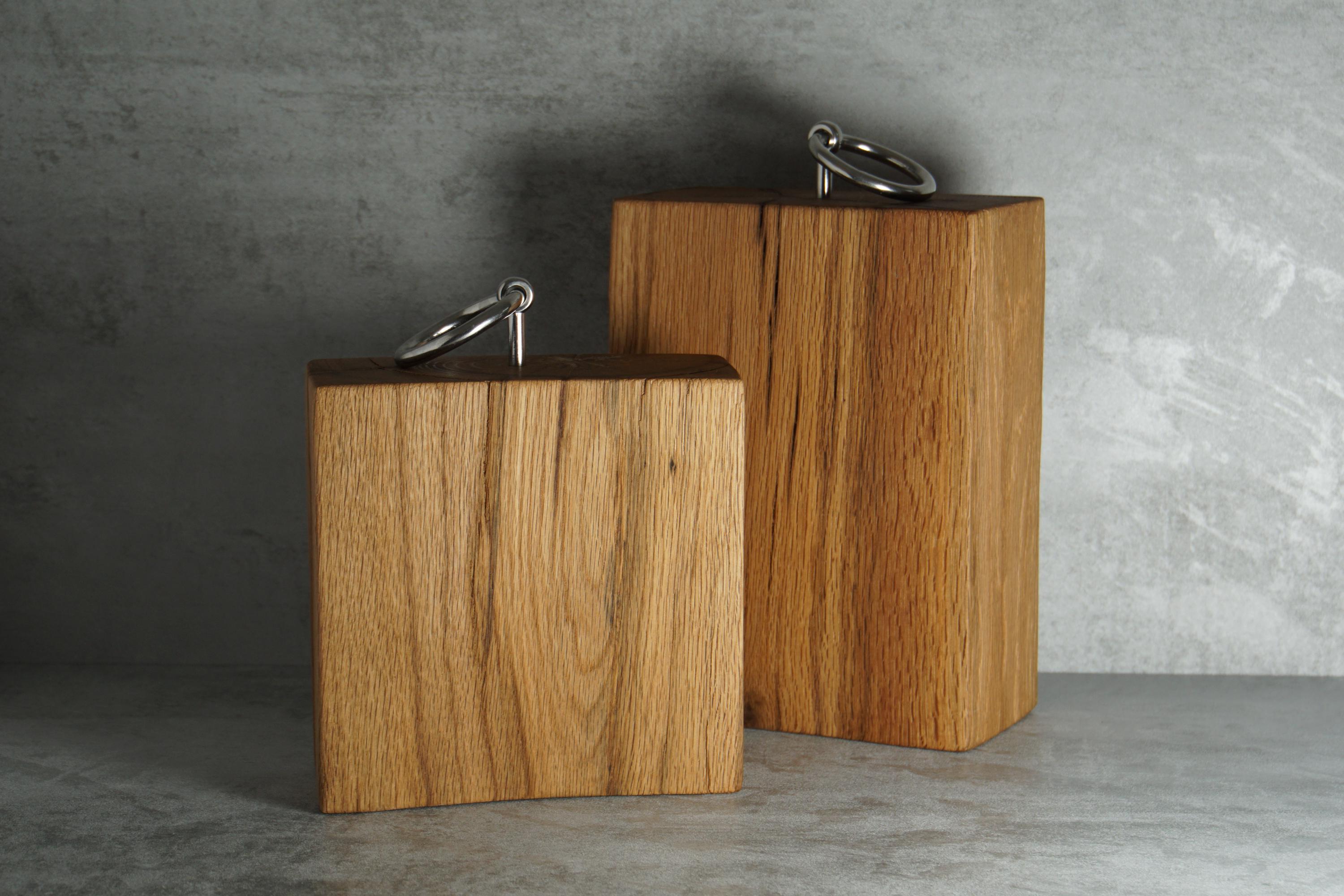 Solid Oak Doorstop with Stainless Steel Ring